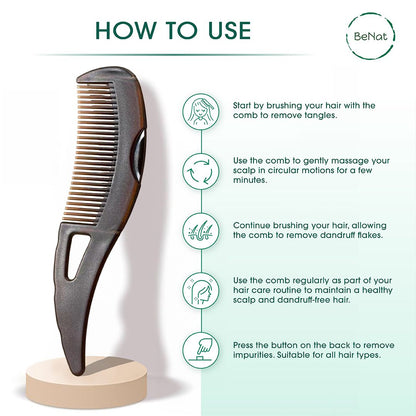 Self Cleaning Healthy Scalp Comb & Detangling Hair Brush | Ergonomic Silicone Scalp Massager & Dandruff Flake Remover for Blood Circulation, Hair Growth & Daily Care for All Hair Types