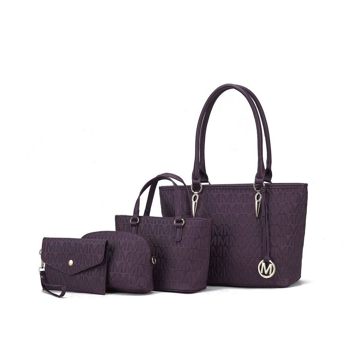 MKF Collection Edelyn embossed M Signature Four PCS Tote Set by Mia k