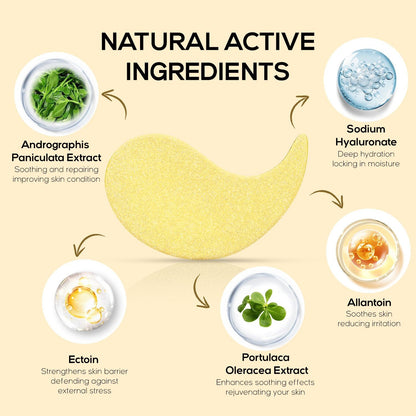 Golden Peptide Collagen Eye Mask, Moisturizing Eye Patches for Puffy Eyes and Dark Circles, 60PCS Hydrating Skincare