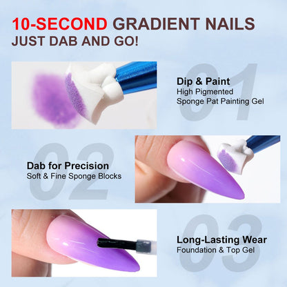 Limegirl Gradient Painting Gel, 9 Bright Colors Ombre GelNail Polish for Pigment Pat Nails Nails French ManicureSoak Off UV Set
