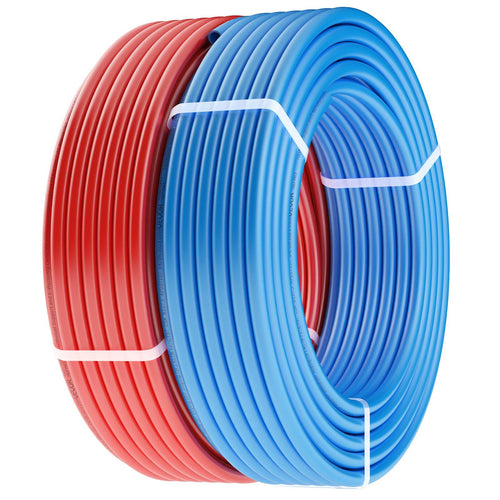 VEVOR PEX Pipe 1/2 Inch, 2 x 100 Feet Length PEX-A Flexible Pipe Tubing for Potable Water, Pex Water Lines for Hot/Cold Water & Easily Restore, Plumbing Applications with Free Cutter, Blue & Red