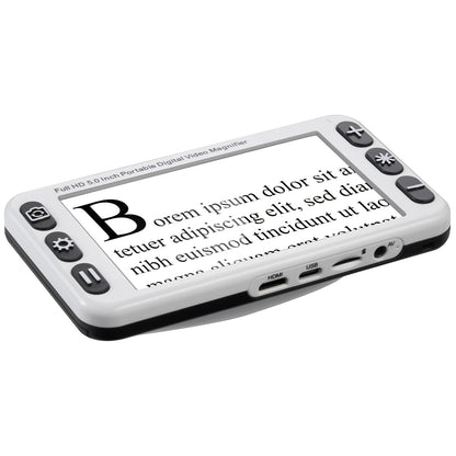 Portable Digital Magnifier, 5-inch HD Electronic Video Magnifier for Low Version, 2X - 48X Electronic Reading Aid with 13MP Near & Far Dual Lens, 26 Color Mode, AV/HDMI Output & Foldable Handle