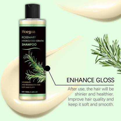 Rosemary Infused Keratin Hair Shampoo, Volumizing Nourishing Shampoo for Thin Fine Hair, Deep Cleansing Scalp Care Shampoo, Repair Dry Damaged Frizzy Hair, Add Shine & Softness 100ML