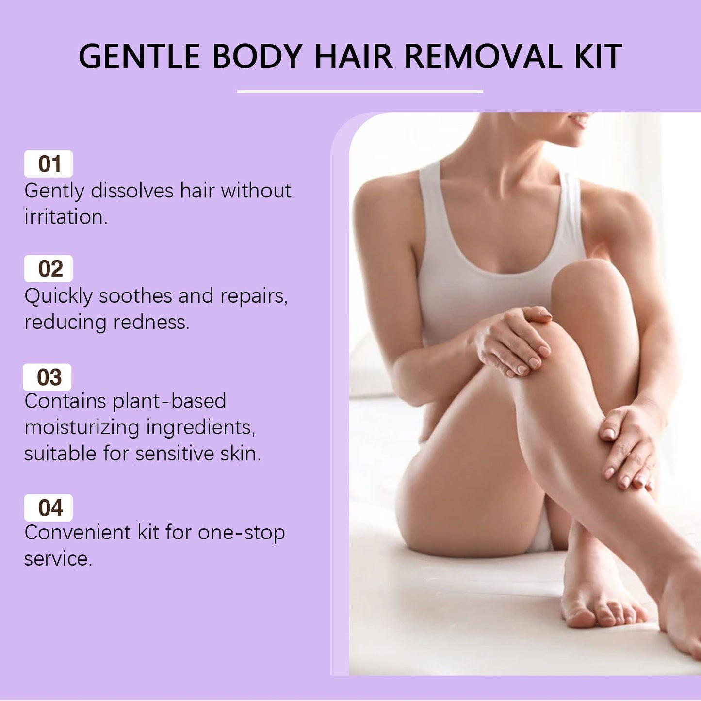 Gentle At-Home Body Hair Removal Kit, Skin Friendly Depilatory Cream & Foam Set, Painless Body Hair Remover for Arms Legs Underarms Smooth Skin Care