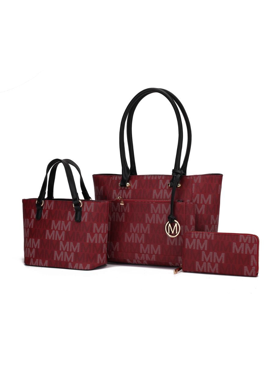MKF Collection Lady II M Signature Large Tote, Small Tote & Wallet Set, Stylish Womens Handbag M Design by Mia K