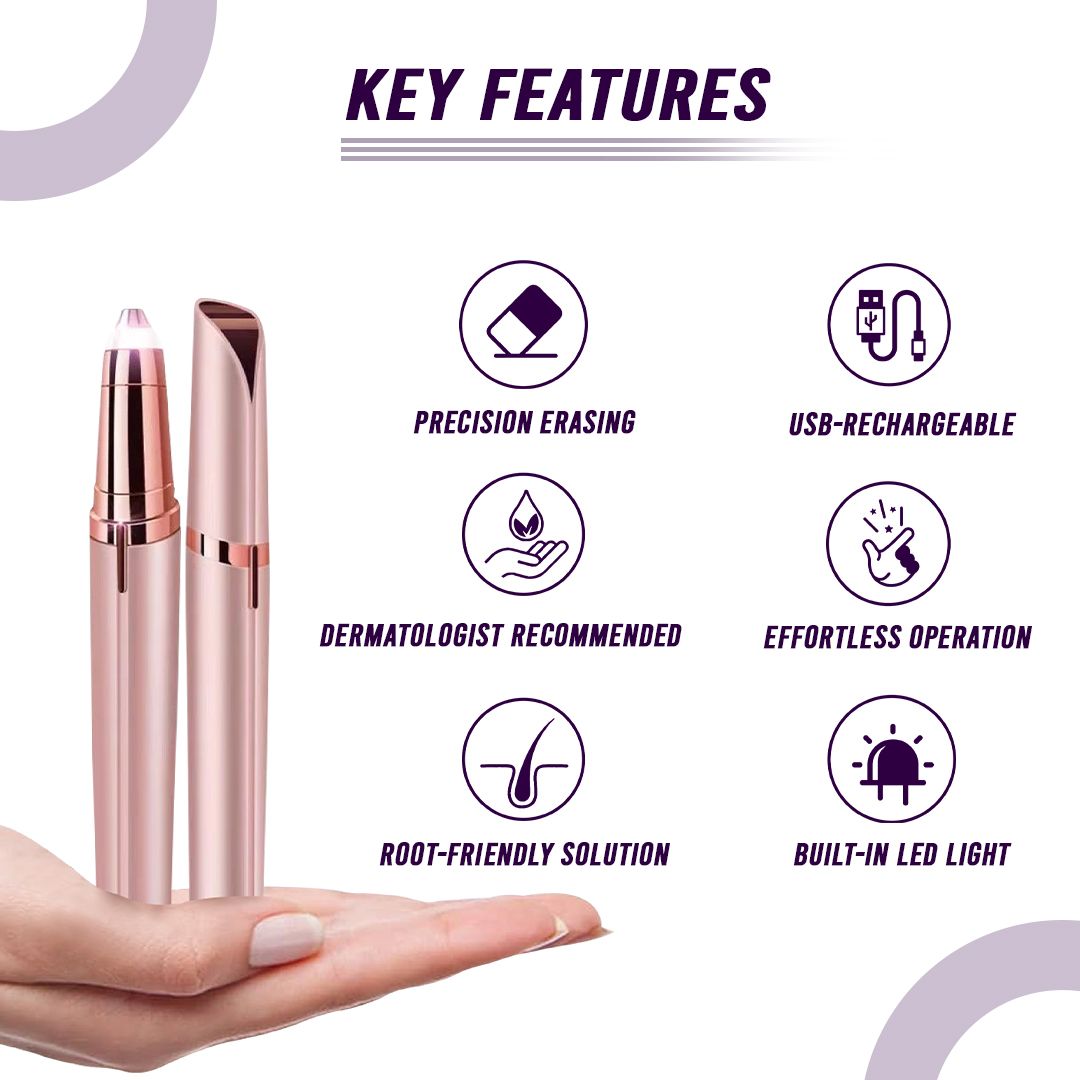 2-Pack Rechargeable Facial Hair Remover and Eyebrow Trimmer Set for Women - Painless Portable Electric Razor, Lip Nose Hair Trimmer