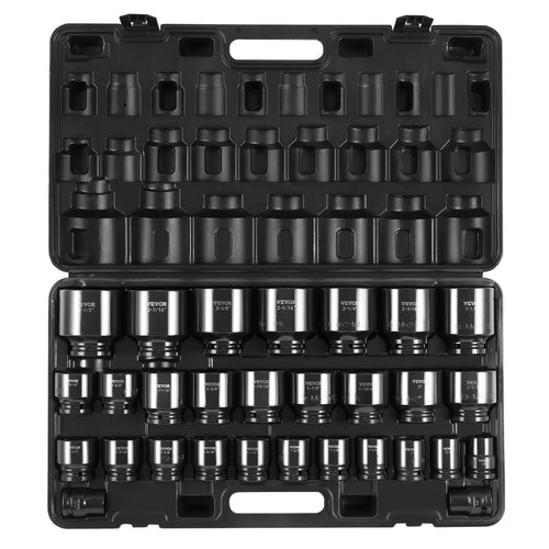 VEVOR Impact Socket Set 3/4 Inches 29 Piece Impact Sockets, 6-Point Sockets, Rugged Construction, CR-M0, 3/4 Inches Drive Socket Set Impact SAE 3/4 inch - 2-1/2 inch, with a Storage Cage