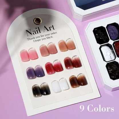 Limegirl Gradient Painting Gel, 9 Bright Colors Ombre GelNail Polish for Pigment Pat Nails Nails French ManicureSoak Off UV Set