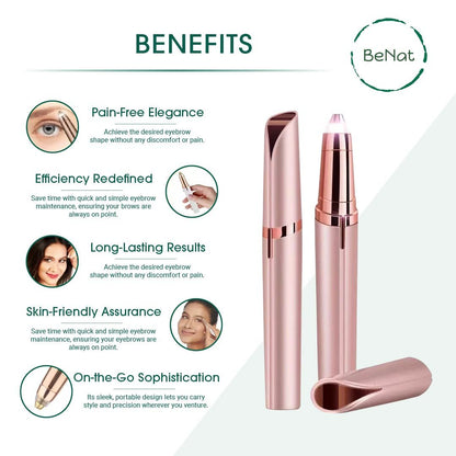 Rechargeable Eyebrow Hair Remover - Painless USB Electric Trimmer with LED Light