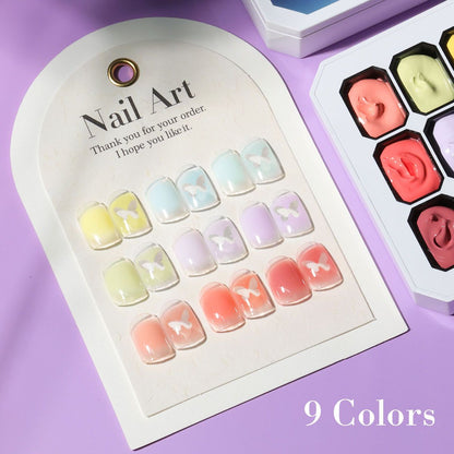 Limegirl Gradient Painting Gel, 9 Bright Colors Ombre GelNail Polish for Pigment Pat Nails Nails French ManicureSoak Off UV Set