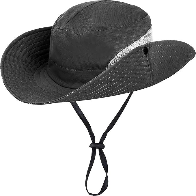 Women's Outdoor UV-Protection-Foldable Sun-Hats Mesh Wide-Brim Beach Fishing Hat with Ponytail-Hole