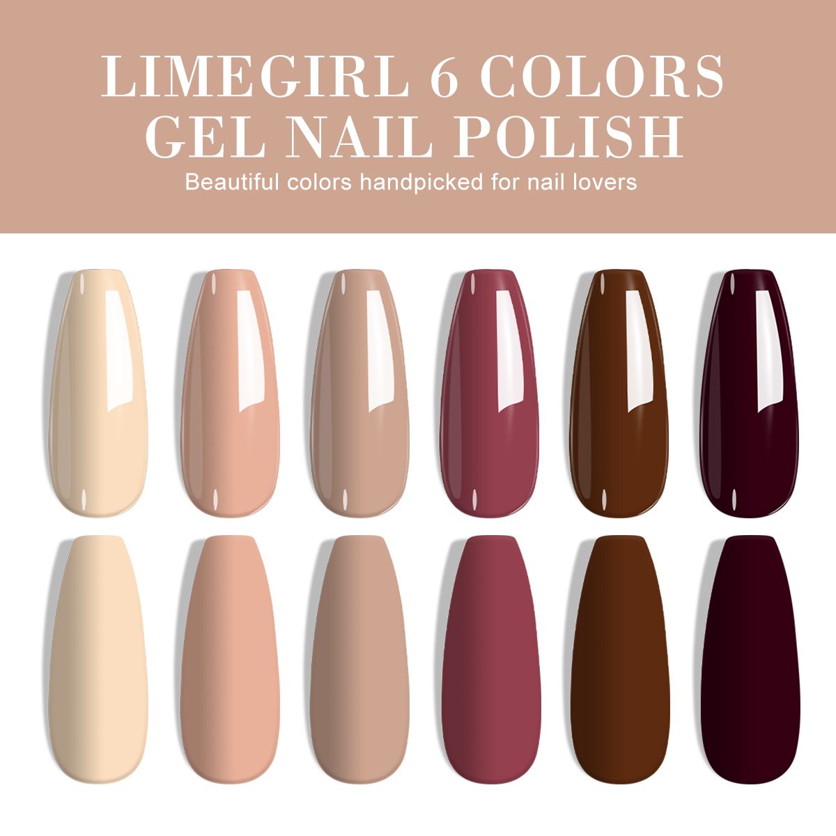 LIMEGIRL Gel Nail Polish Set 6 Color Set with UV Nail Light and Nail Tools, Soaking Nail Set, for Beginners DIY Nail Set