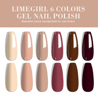 LIMEGIRL Gel Nail Polish Set 6 Color Set with UV Nail Light and Nail Tools, Soaking Nail Set, for Beginners DIY Nail Set