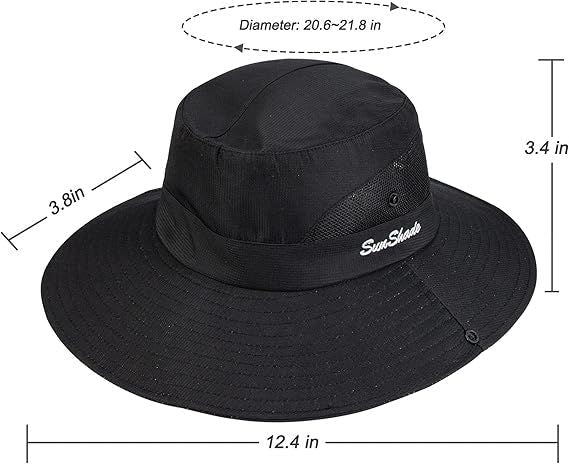 Women's Outdoor UV-Protection-Foldable Sun-Hats Mesh Wide-Brim Beach Fishing Hat with Ponytail-Hole