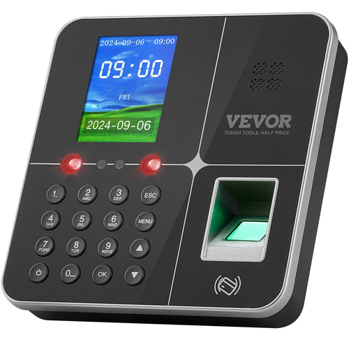 VEVOR Time Clocks for Employees Small Business with Face, Fingerprint, RFID and PIN Punching in One, Biometric Time Clock with 5 RFID Cards & USB Drive, Automatic Punch In/Out, No Monthly Fees