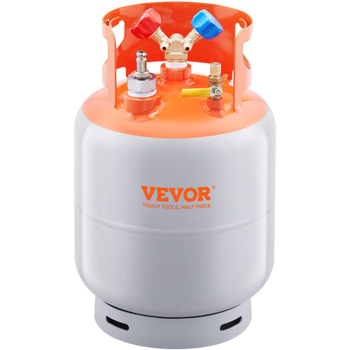 VEVOR Refrigerant Recovery Tank with Float Switch - 30 lb. Capacity ac Recovery Tank with 1/4 to 1/2 Adaptor, Reusable Recovery Tank HVAC for All Refrigerant, Prevent Overflow with Trace Amount of N2