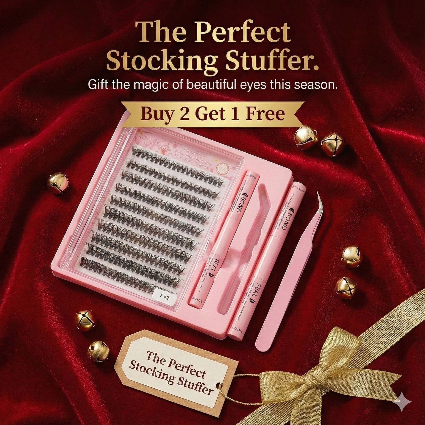 AYCUE Holiday Glam Christmas Special Edition High-Quality Eyelash Suit Subtle Natural Soft Finish Clean Band DIY Fluffy Lash Extension for Festive Looks