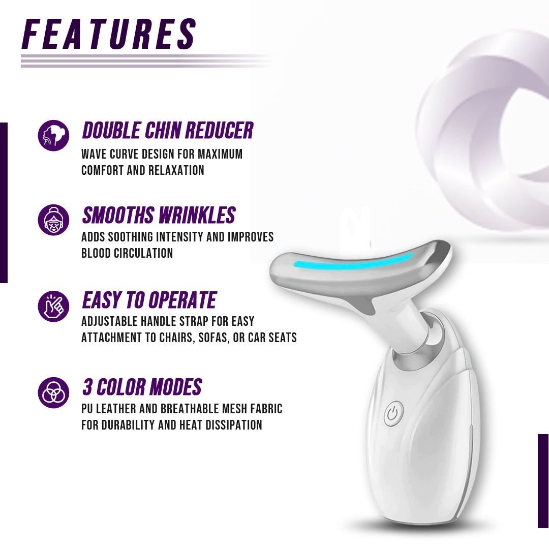 Facial Contour Massager & Neck Beauty Roller | Portable Cordless Skin Renewal Wand for Lotions and Serums | Triple Action Micro-Vibration