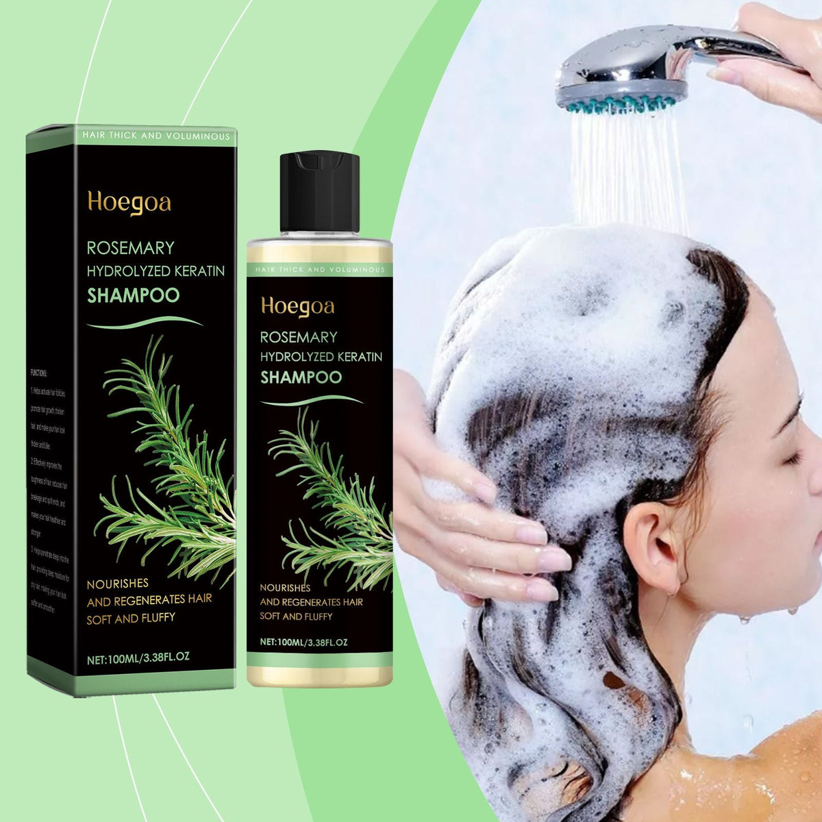 Rosemary Infused Keratin Hair Shampoo, Volumizing Nourishing Shampoo for Thin Fine Hair, Deep Cleansing Scalp Care Shampoo, Repair Dry Damaged Frizzy Hair, Add Shine & Softness 100ML