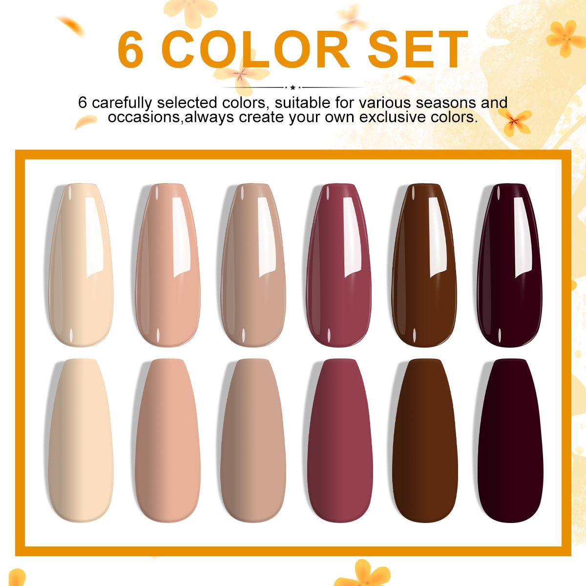 LIMEGIRL 6pcs Gel Polish Set 6 Vibrant Colors UV Gel NailPolish Red Blue Green Hema TMPTA TPO 3-free AllSeasons NailGel for Christmas Gift Women Girls