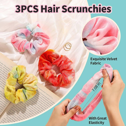 Spa Headband, 6pcs Makeup Headbands and Hair Scrunchies, Bow Skin Care Headband for Washing Face for Teen Girls Women, Easter Basket Valentines Gifts for Girls, Black & White & Gray