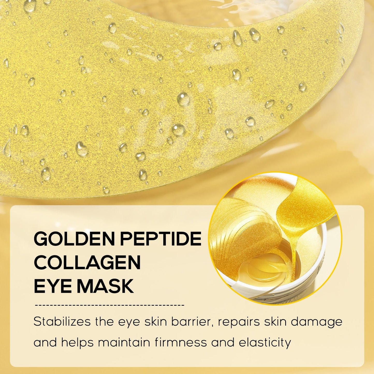 Golden Peptide Collagen Eye Mask, Moisturizing Eye Patches for Puffy Eyes and Dark Circles, 60PCS Hydrating Skincare