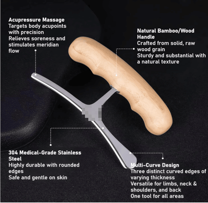 Gua Sha Scraping Tool Soft Tissue Massage Tool with Natural Wooden Handle for Muscle Relaxation Wholesale Myofascial Release and Post-Workout Recovery Suitable for Back Neck Shoulders and Legs
