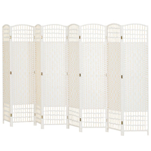 Chic 8-Panel Privacy Room Divider - Lightweight Folding Screen for Home Office & Interior Decor, Wave Fiber Design in White