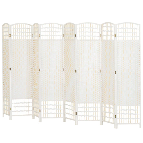 Chic 8-Panel Privacy Room Divider - Lightweight Folding Screen for Home Office & Interior Decor, Wave Fiber Design in White