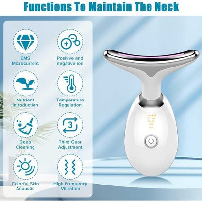 Neck Face Massager Face Sculpting Tool 3 Colour Modes and Vibration for Facial Massager for Double Chin - Black