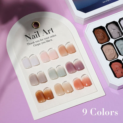 Limegirl Gradient Painting Gel, 9 Bright Colors Ombre GelNail Polish for Pigment Pat Nails Nails French ManicureSoak Off UV Set