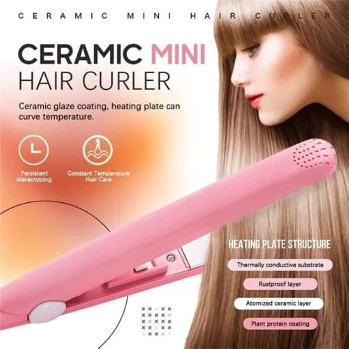 2023 Mini Hair Curler; Werdeny Ceramic Mini Hair Curler for Short Hair; 2 in 1 Mini Ceramic Curler and Hair Straightener; Mini Curling Iron 1/2 Inch Barrel Short Hair (Purple)