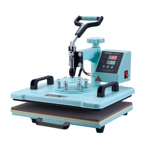 VEVOR Heat Press Machine, 12 x 15 inch, 5 in 1 Heat Transfer Machine with 30 oz Tumbler Press, 360° Swing Away T-Shirt Pressing, Digital Precise Control, for T-Shirts/Mugs/Hats/Plates, Green