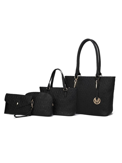 MKF Collection Edelyn embossed M Signature Four PCS Tote Set by Mia k