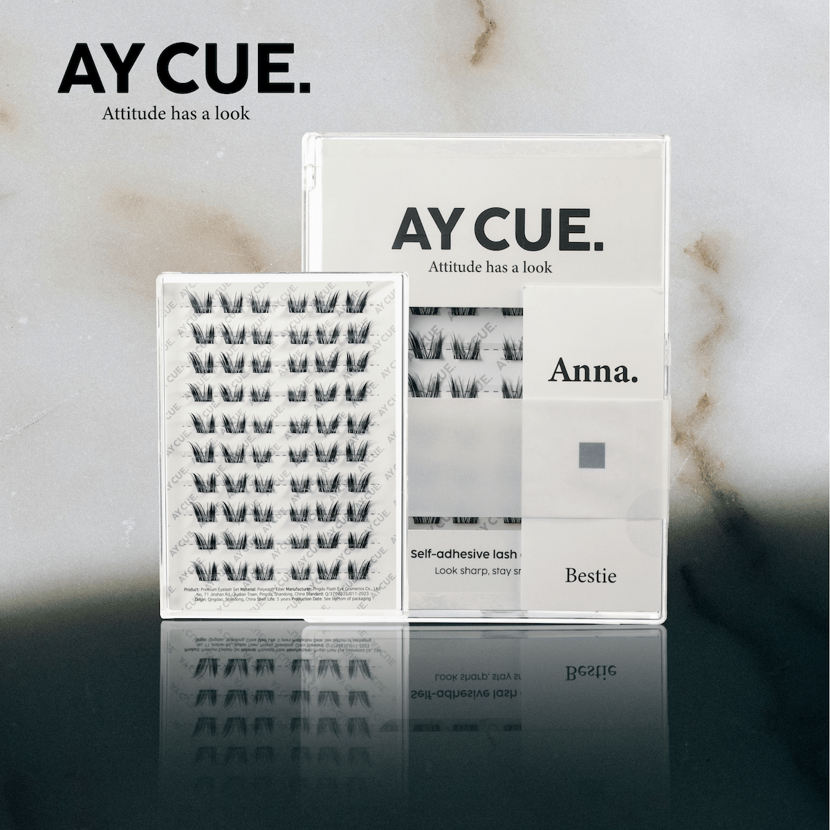 AYCUE #ANNA# Self-adhesive Lash Clusters C Curl 10-14mm 60 Clusters Glue-free Eyelashes Extensions for Natural Look Easy Application Lightweight & Reusable Cosmetic