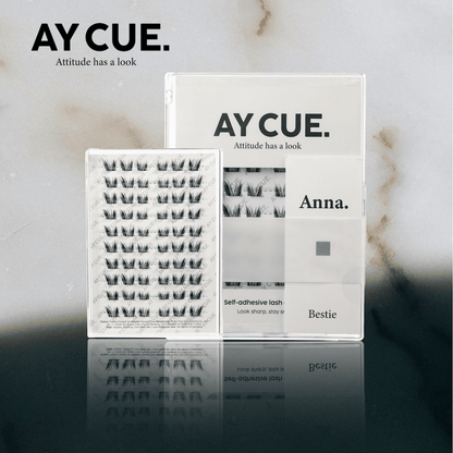 AYCUE #ANNA# Self-adhesive Lash Clusters C Curl 10-14mm 60 Clusters Glue-free Eyelashes Extensions for Natural Look Easy Application Lightweight & Reusable Cosmetic