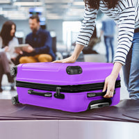 7DAY'S Trolley 3 - Piece Suitcase Set, Carry - On Suitcase Set Hard Shell Lightweight Spinner with TSA Lock, Purple, Green, Yellow, Blue - 7DAY'S