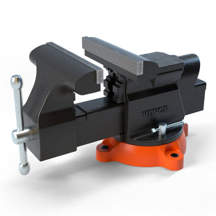 VEVOR Bench Vise, 6-inch Jaw Width 5.9-inch Jaw Opening, 360-Degree Swivel Locking Base Multipurpose Vise with Anvil, Heavy Duty Ductile Iron Workbench Vise with Bolts & Nuts, for Drilling, Pipe Cutti