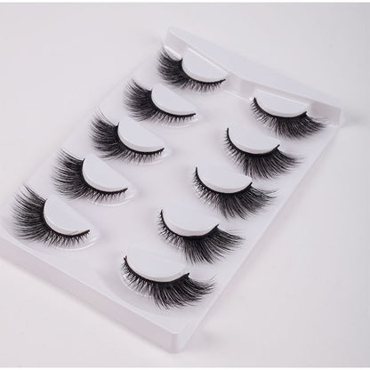 New 5Pairs High Quality Faux Eyelashes Handmade 3D Winged Natural Long Lashes Soft Cat Eye Fake Eyelash For Eye Makeup Wholesale