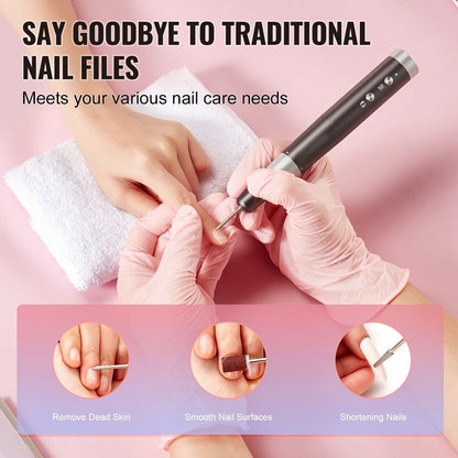 Electric Cordless Nail Drill, 30,000RPM Variable-Speed Rechargeable Nail E File Machine, Portable Manicure Pedicure Polisher with 50PCS Sanding Bands for Dead Skin Removal, Nail Surface Smooth