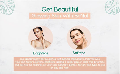 BeNat Natural Blush Loose Powder Set with Reusable Bamboo Jar, Eco-Friendly Kraft Refill Bag and Kabuki Brush - Vegan Makeup for All Skin Types