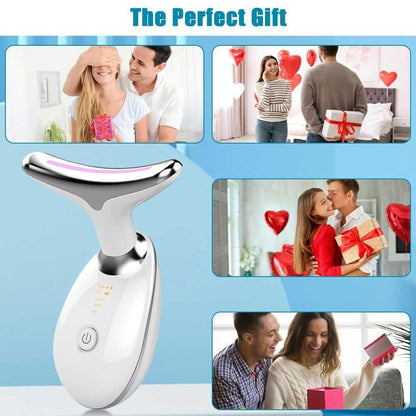 Neck Face Massager Face Sculpting Tool 3 Colour Modes and Vibration for Facial Massager for Double Chin - Red