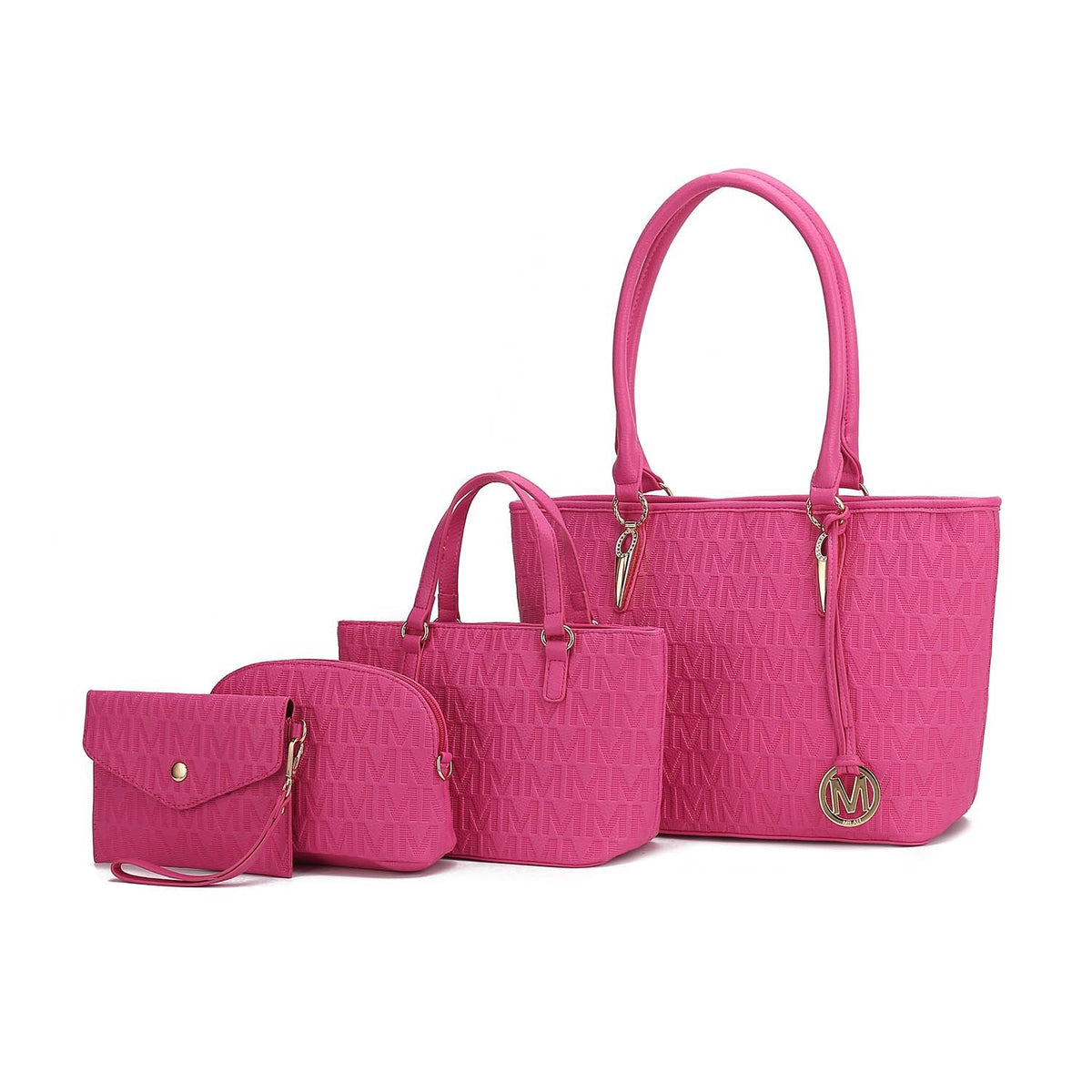 MKF Collection Edelyn embossed M Signature Four PCS Tote Set by Mia k