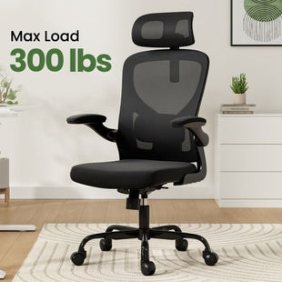 Ergonomic Office Chair High Back Computer Desk Chair with Headrest Armrests and Adjustable Lumbar Support Comfortable Swivel Task Chair for Home Office Study Room Black