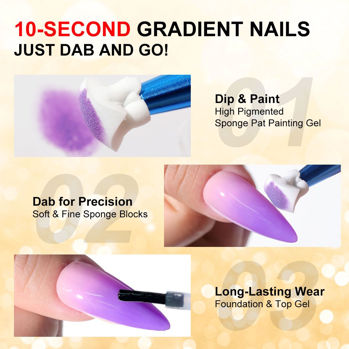 Limegirl Gradient Painting Gel, 9 Bright Colors Ombre GelNail Polish for Pigment Pat Nails Nails French ManicureSoak Off UV Set