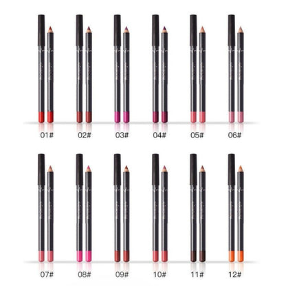 12Pcs Women Waterproof Lipstick Long Lasting Matte Lip Liner Pencil Lip Pen Set