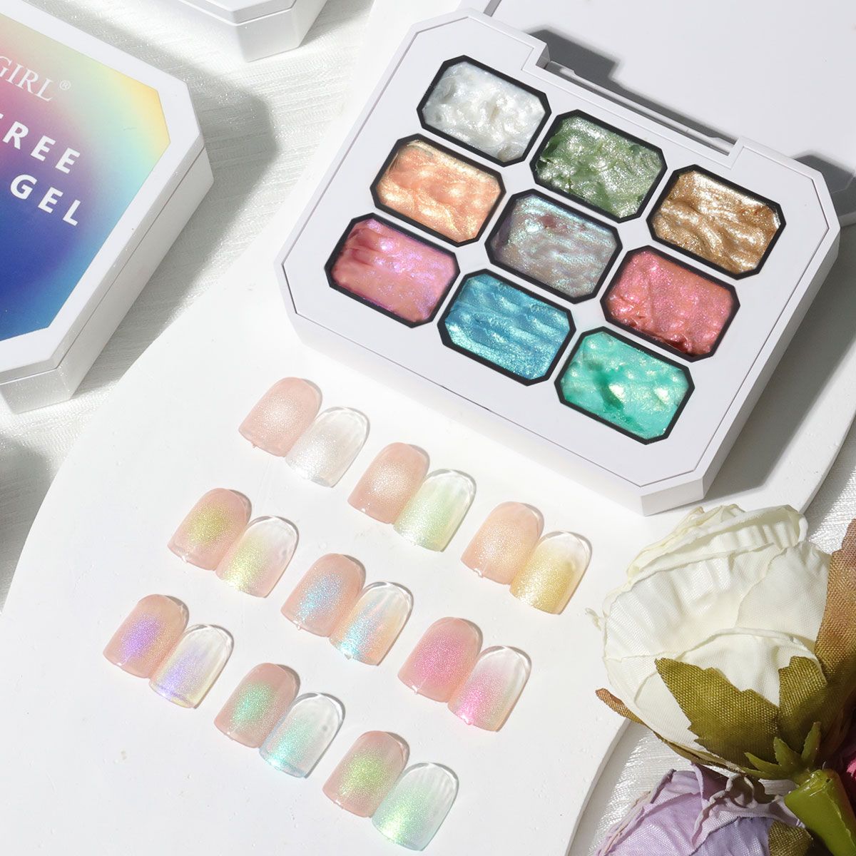 Limegirl Gradient Painting Gel, 9 Bright Colors Ombre GelNail Polish for Pigment Pat Nails Nails French ManicureSoak Off UV Set