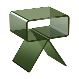 VEVOR Acrylic Nightstand Side Table, Modern Clear Bedside Table with Storage Shelf, Transparent Small End Desk for Living Room, Bedroom, Home Decor, No Assembly Needed, 11.8 x 15.4 x 17 in (Green)