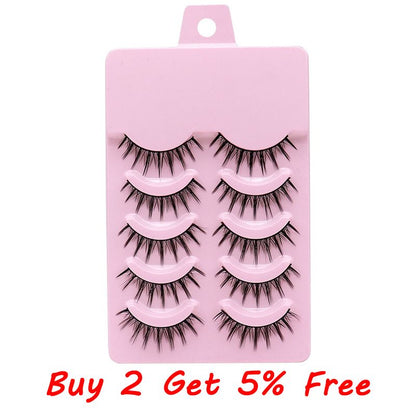 5Pairs Soft Fake Eyelashes Handmade Thick Wispy 3D Faux Mink Eyelash Natural Long Lashes Winged Lash Wholesale Eyelash Extension