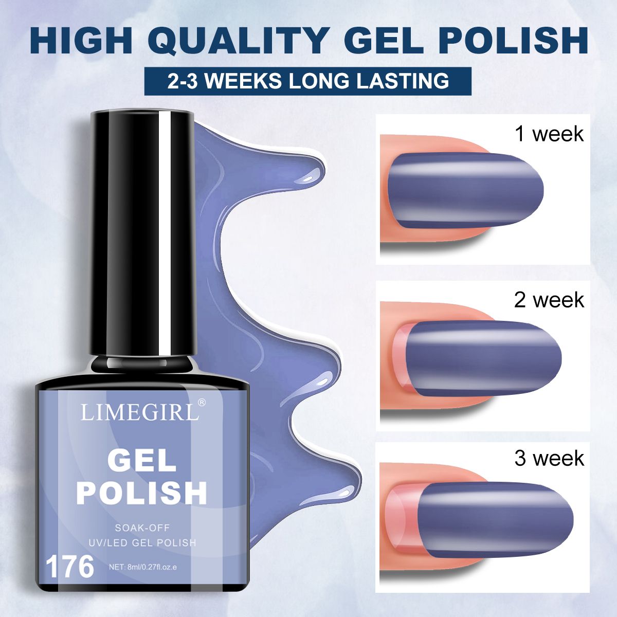 LIMEGIRL 6pcs Gel Polish Set 6 Vibrant Colors UV Gel NailPolish Red Blue Green Hema TMPTA TPO 3-free AllSeasons NailGel for Christmas Gift Women Girls